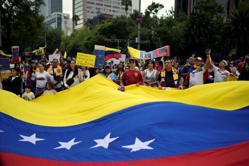 Venezuelans in Mexico protest on August 10. Opposition leader Maria Corina Machado has called demonstrations Saturday for more than 300 cities in Venezuela and abroad